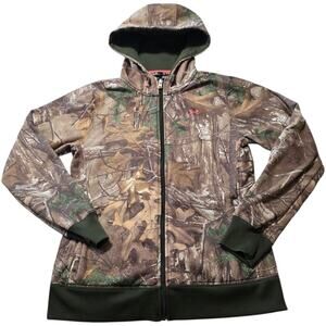 Under Armour Storm Realtree Camo Hunting Hoodie Jacket Women’s Medium Pink Logo